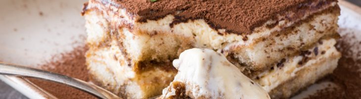 Italian Dessert Tiramisu with Mascarpone Cheese and Espresso Coffee